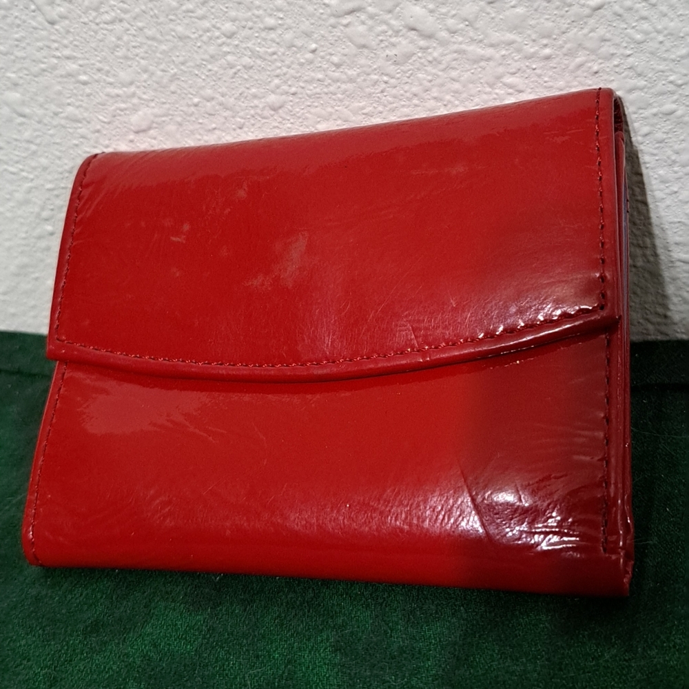 Patent leather shiny red wallet